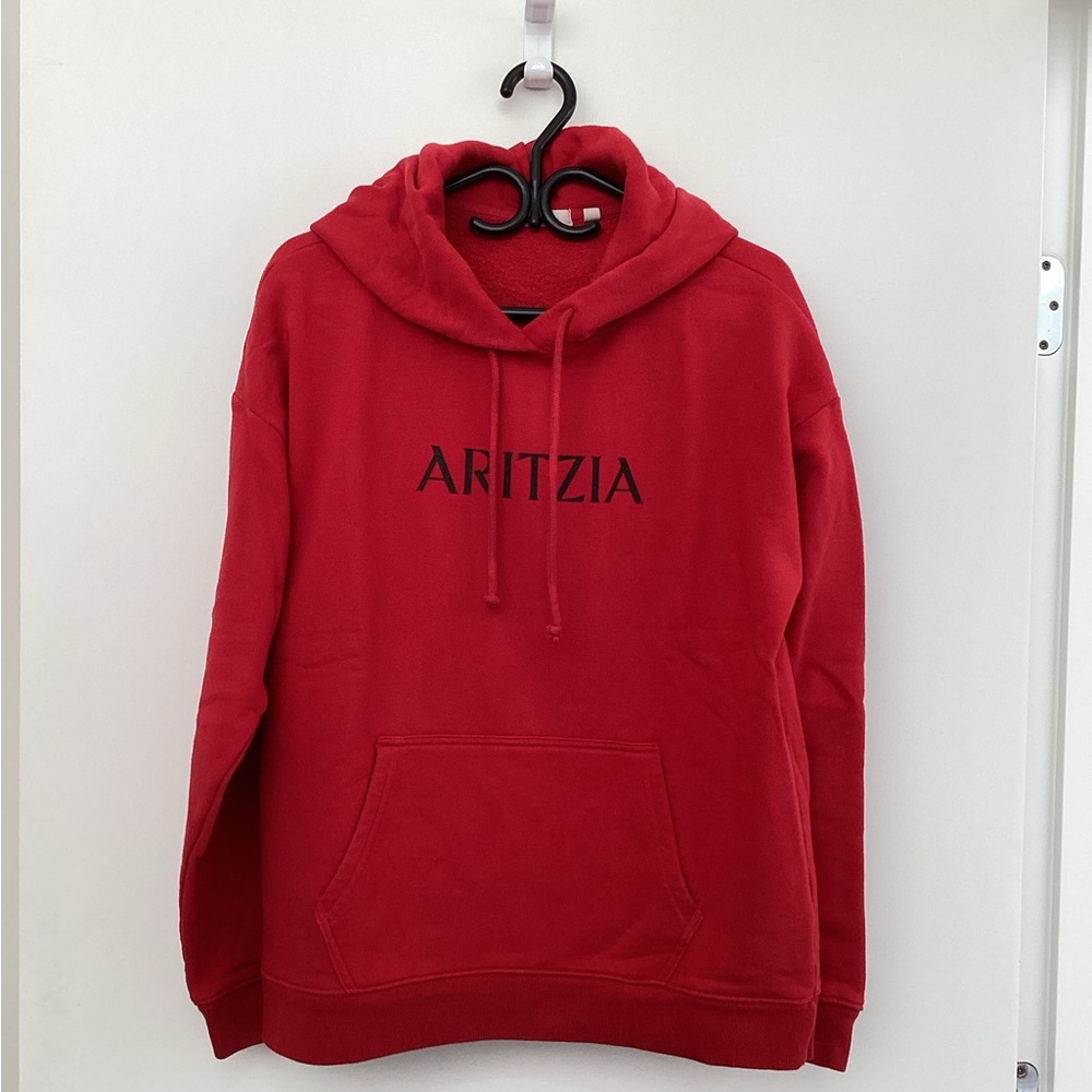 Aritzia Red Hoodie with Black Logo Text - XS / S